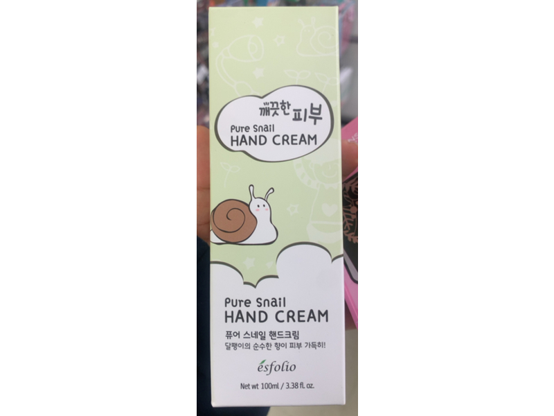 Esfolio Pure Snail Hand Cream, 3.38 fl oz/100 mL