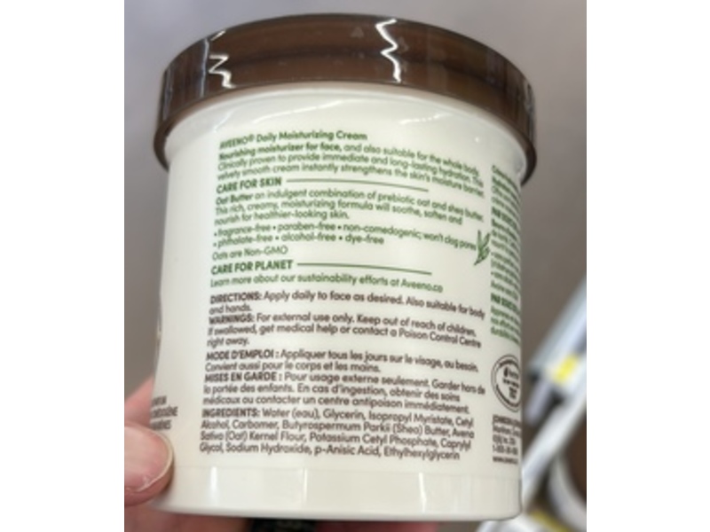 Aveeno Daily Moisturizing Cream, Prebiotic Oat + Shea Butter, 425 g