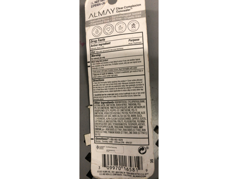 Almay Clear Complexion Concealer, 050 Fair, 0.3 fl oz/9 mL