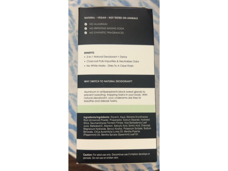 Kaia Naturals The Takesumi Detox Charcoal Deodorant + Detox, English Lime Mint, 2.29 oz/65 g