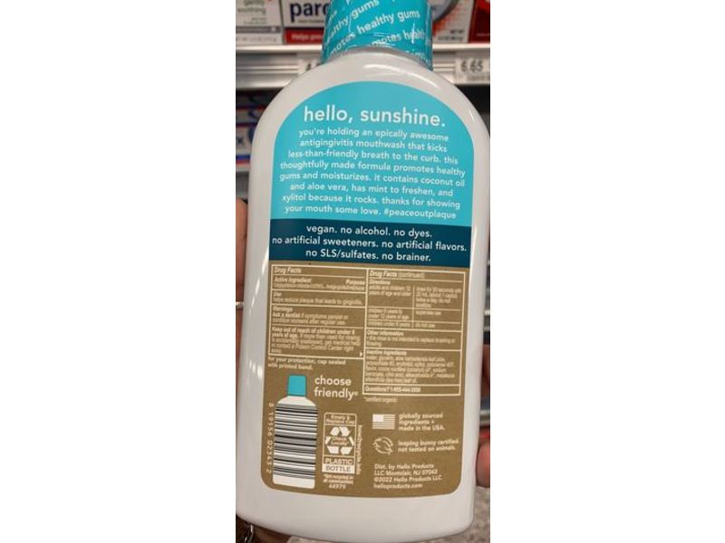 Hello Peace Out Antigingivitis Mouth Wash, Natural Mint, 16 Fl oz/473 mL, Pack of 3