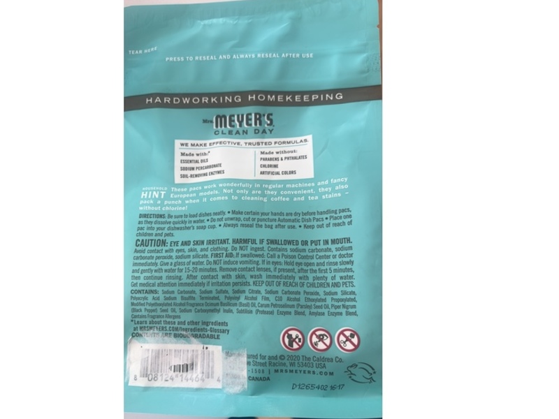 Mrs. Meyer's Clean Day Basil Automatic Dish PACS, 11.6 oz/330 g