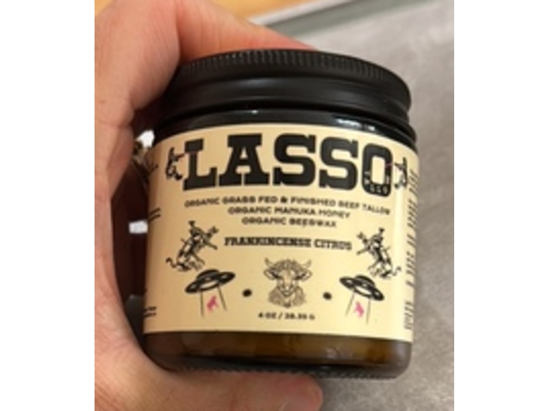 Lasso Organic Tallow & Manuka Honey Moisturizer, Frankincense Citrus, 4 oz/20.35 g
