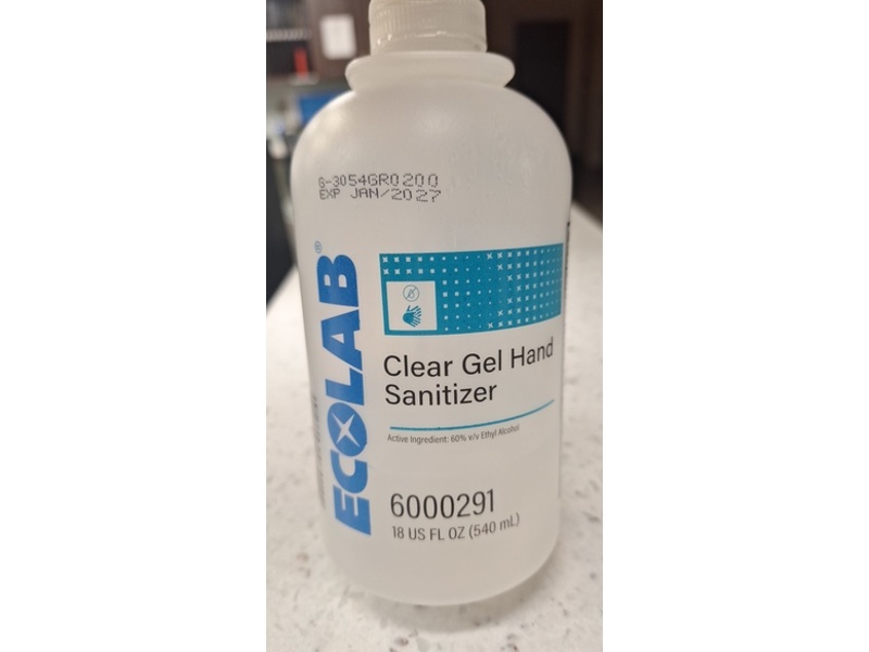 EcoLab Clear Gel Hand Sanitizer, 18 fl oz/540 mL