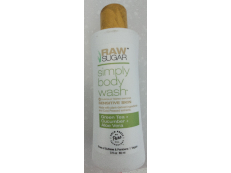 Raw Sugar Simply Body Wash, Green Tea + Cucumber + Aloe Vera, 3 fl oz/88 mL