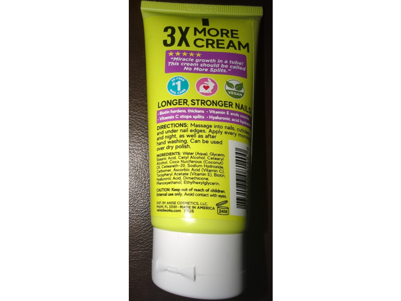 Nail - Aid 6 In One Ultra Strong Nail Cream, Vitamins C, E, Biotin + Hyaluronic Acid, 3.0 oz/84 g