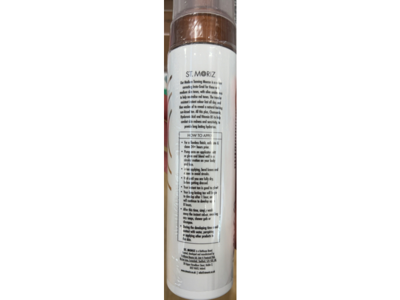 St. Moriz Color Correcting Tanning Mousse, Medium, 7.78 fl oz/230 mL