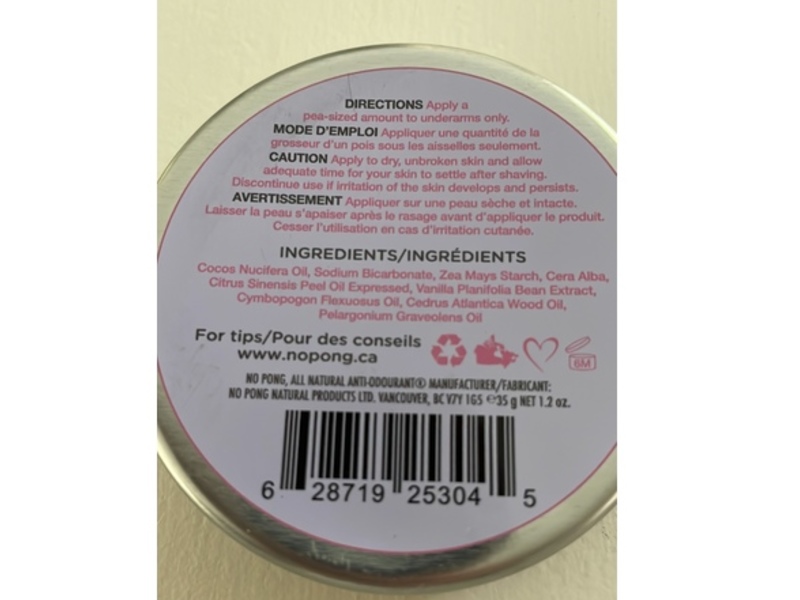 No Pong All Natural Deodorant, Original, 1.2 oz/35 g