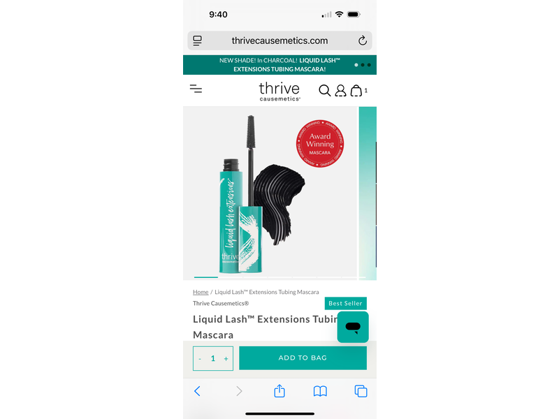 Thrive Causemetics Liquid Lash Extensions Tubing Mascara, Brynn, 0.38 oz/10.7 g