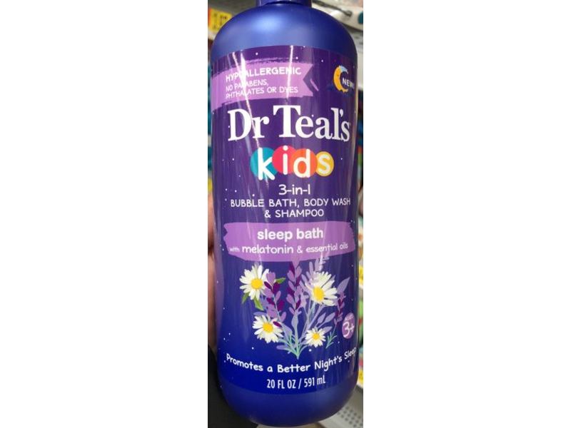 Dr Teal's Kids 3 In 1 Bubble Bath, Body Wash And Shampoo, Sleep Bath, 20 fl oz / 591 mL