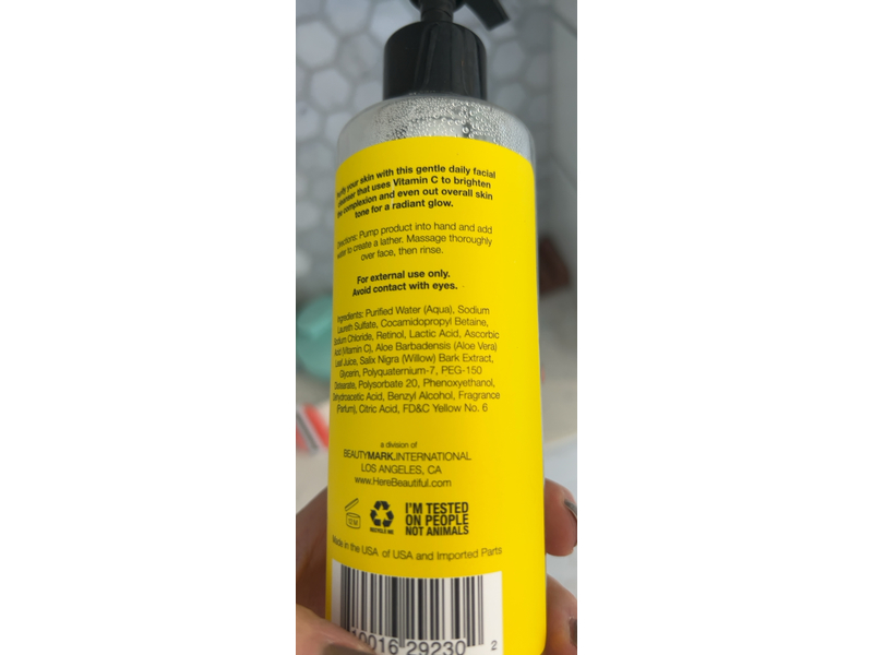 Here Beautiful Daily Facial Cleanser, Vitamin C, 8 fl oz/237 mL