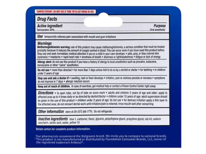 Walgreens Instant Oral Pain Relief Gel, 0.33 oz/9 g