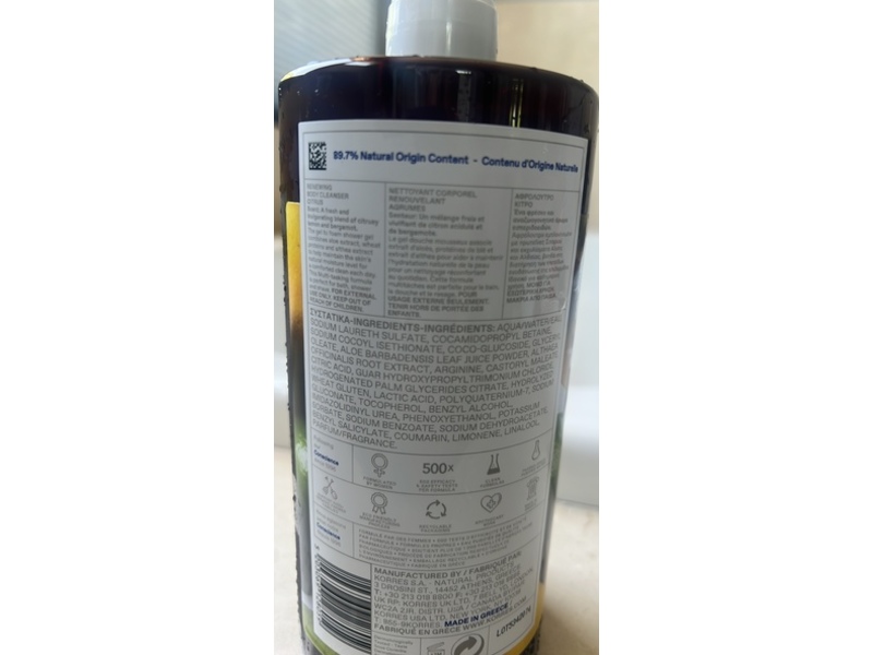 Korres Renewing Body Cleanser, Citrus, 33.81 fl oz/1000 mL