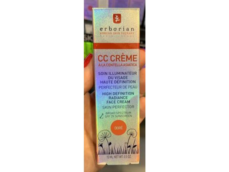 Erborian CC Cream High Definition Radiance Face Cream Sunscreen, SPF 25, Dore, 0.5 oz/15 mL