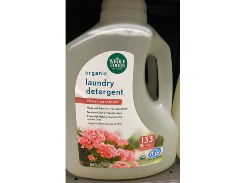 Whole Foods Market Organic Laundry Detergent, Citrus Geranium, 133 Loads, 200 fl oz/5.91 L