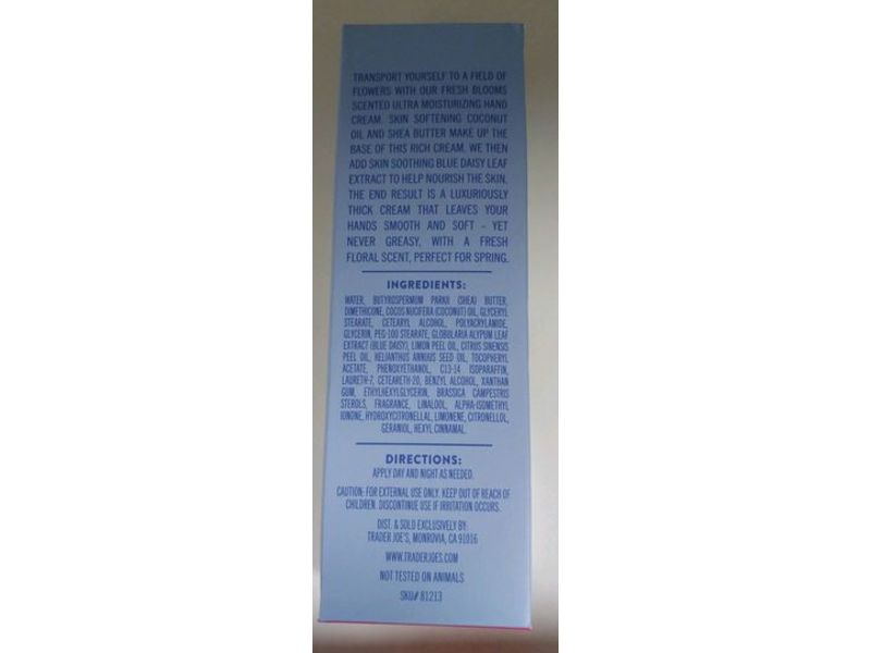 Traders Joe's Ultra Moisturizing Hand Cream, Fresh Blooms, 3 oz/85 g