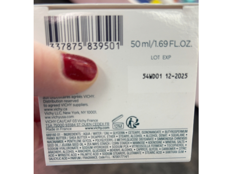 Vichy Laboratories Mineral 89 Boosting Cream, Vitamines B3 & E + Squalane, 50 mL