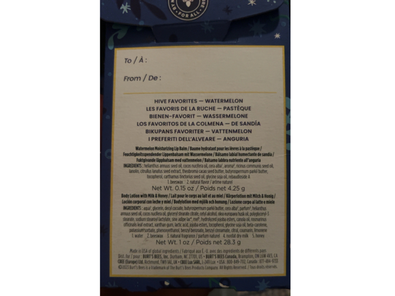 Burt's Bees Hive Favorites Set, Watermelon & Milk + Honey