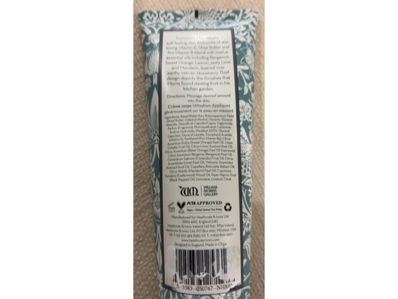 Heathcote & Ivory William Morris Bergamot & Vetiver Body Lotion, 8.5 fl oz/250 mL