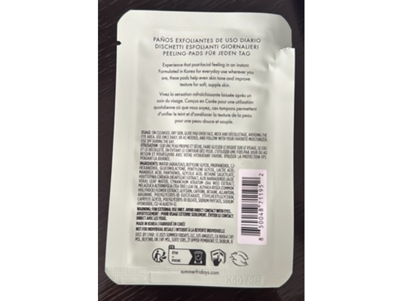 Summer Fridays Gentle Reset Daily Exfoliating Pads, 1 Count