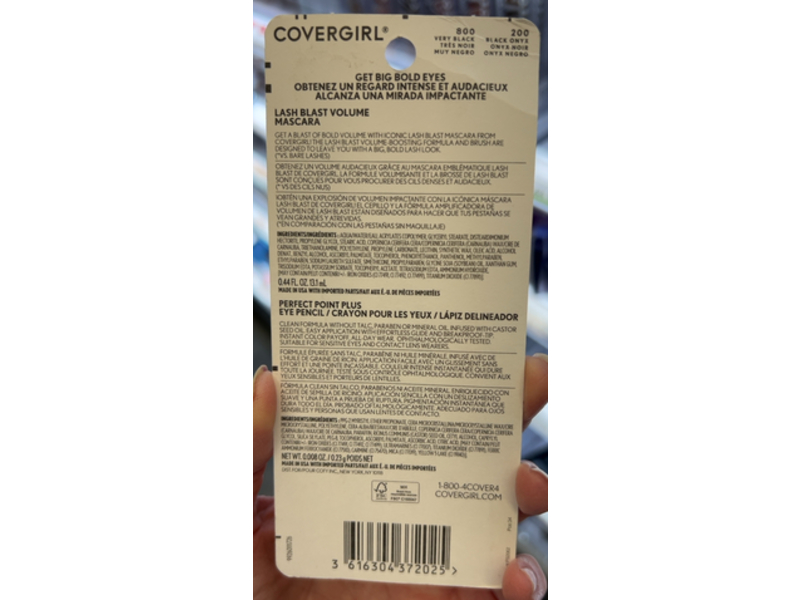 CoverGirl Lash Blast Volume Mascara & Perfect Point Plus Eye Pencil, 800 Very Black & 200 Black Onyx, 0.44 fl oz/13.1 mL