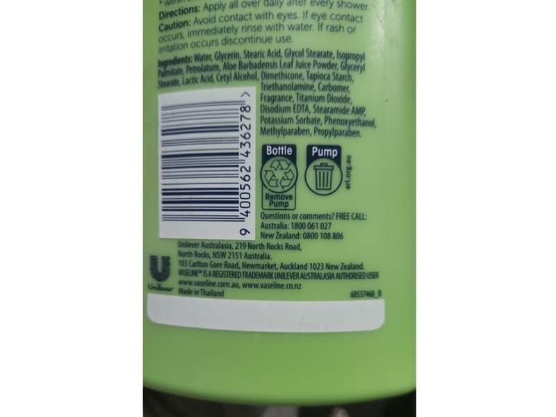 Vaseline Intensive Care Body Lotion, Aloe Soothe, 750 mL
