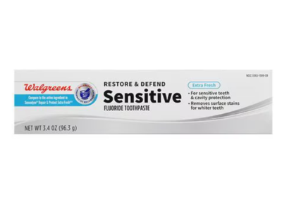 Walgreens Restore & Defend Sensitive Fluoride Toothpaste, Extra Fresh, 3.4 oz/96.3 g
