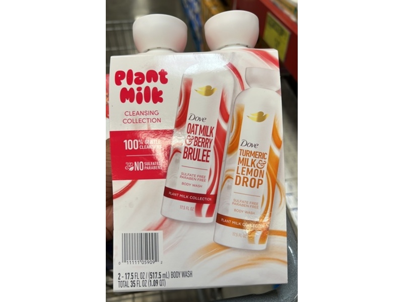 Dove Bodywash Plant Milk Cleansing Collection Duo, Oat Milk + Berry Brulee & Turmeric Milk + Lemon Drop, 17.5 fl oz/517.5 mL
