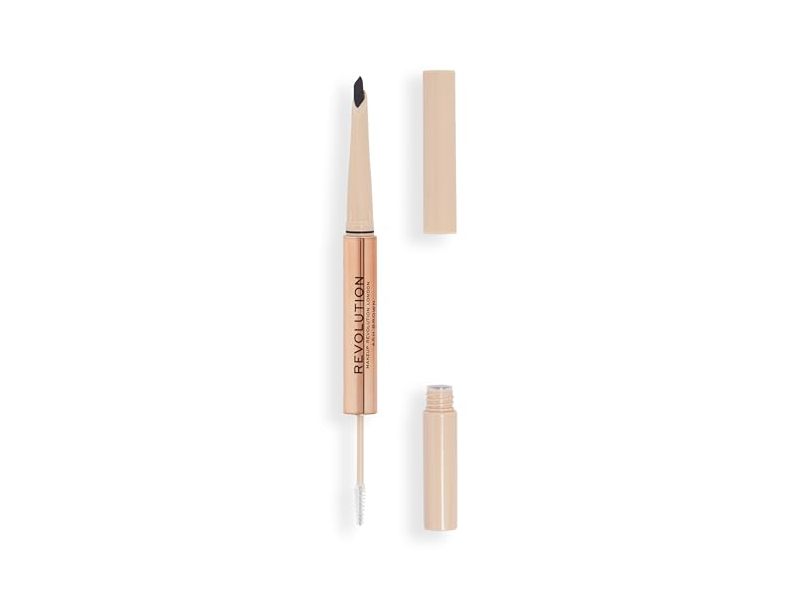 Revolution Fluffy Brow Duo 2-in-1 Blade Pencil & Clear Brow Gel, Ash Brown