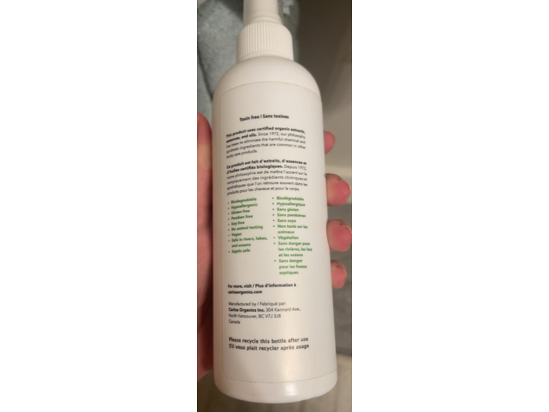 Carina Organics Fast Drying Hairspray, Unscented, 8.4 fl oz/250 mL