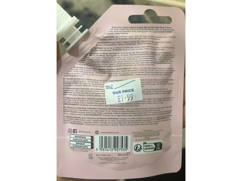 Face Facts Cleansing Pink Clay Mask, 2.03 fl oz/60 mL