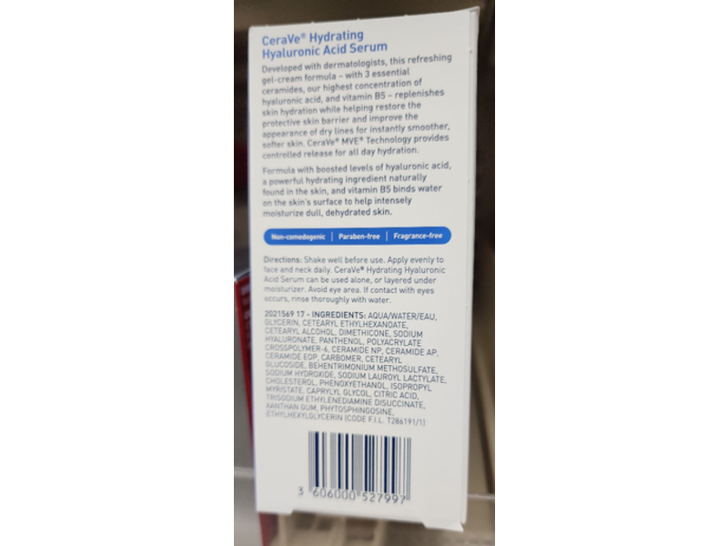 CeraVe Hydrating Hyaluronic Acid Serum, 1 fl oz/30mL