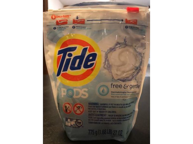 Tide Pods Free & Gentle Laundry Detergent, 27 oz/775 g