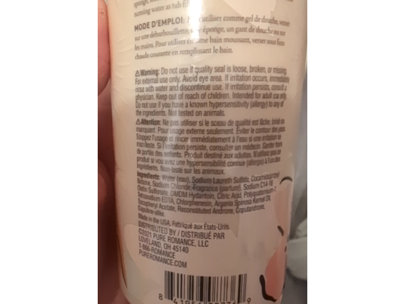 Pure Romance Shower Gel & Bubble Bath, Love Story, 8 fl oz/240 mL