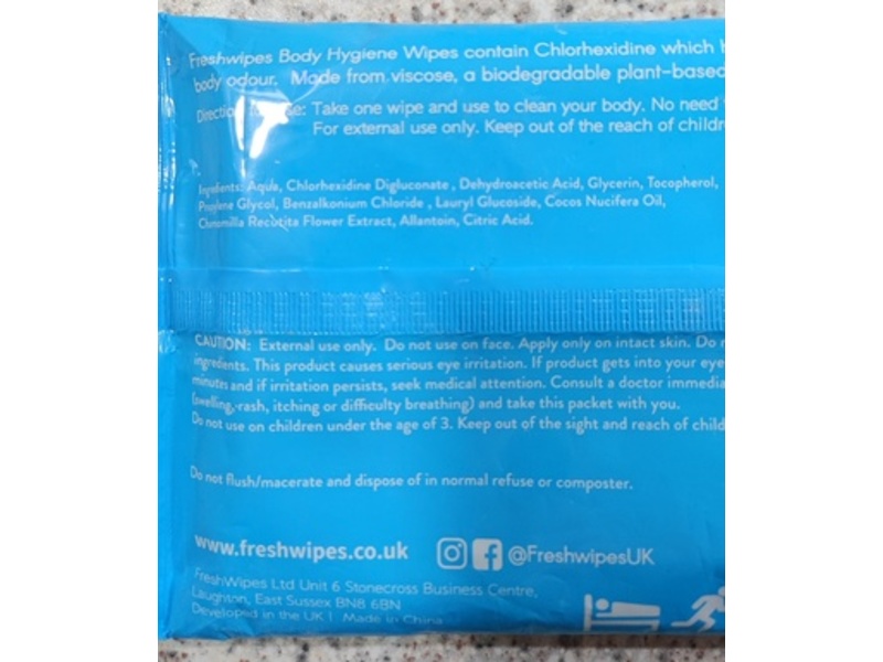 Fresh Wipes Antibacterial Body Wipes, Light Coconut Scent, 12 Count