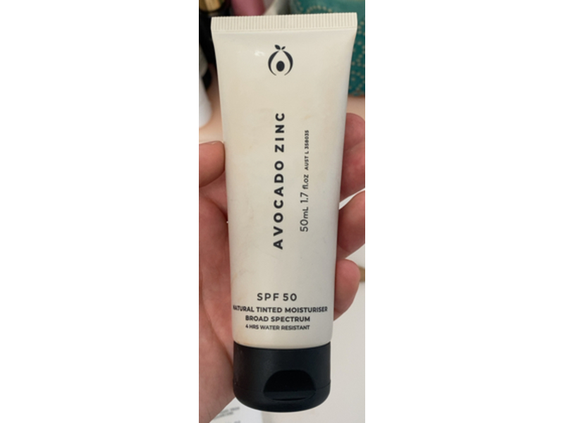 Avocado Zinc Natural Tinted Moisturiser, SPF 50, Light, 1.7 fl oz/50 mL
