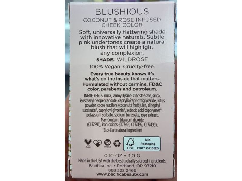 Pacifica Blushious Coconut & Rose Infused Cheek Color, 0.10 oz/3.0 g