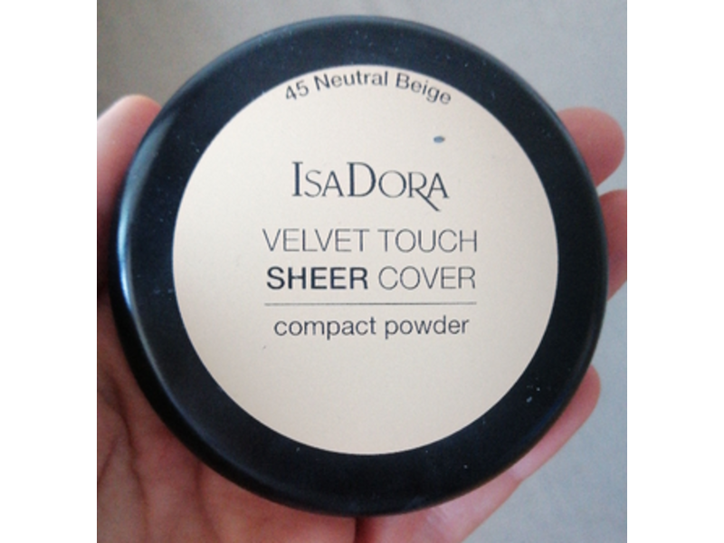 IsaDora Velvet Touch Sheer Cover Compact Powder, 45 Neutral Beige, 0.35 oz/10 g
