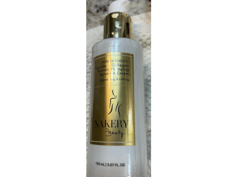 Nakery Beauty Power Boost+ Wrinkle Plumping Serum-In-Cream, Peptide + Collagen, 5.07 fl oz/150 mL