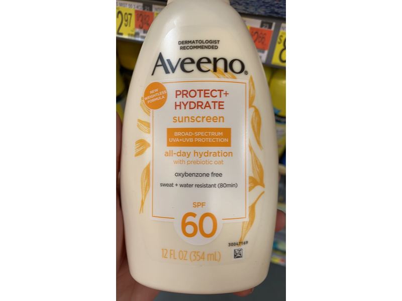 Aveeno Protect + Hydrate Sunscreen Body Lotion, SPF 60, 12 fl oz/354 mL