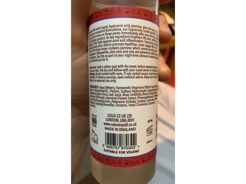 Nature Spell Anti-Aging Witch Hazel Facial Toner, JAsmine, 6.76fl oz/200 mL