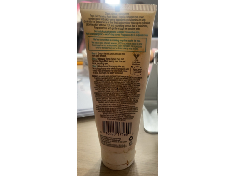 Bondi Sands Pure Self Tanning Sleep Mask, 2.53 fl oz/75 mL