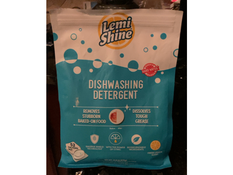 Lemi Shine Dishwashing Detergent, Fresh Lemon Scent, 52 Pacs, 23.8 oz/676 g