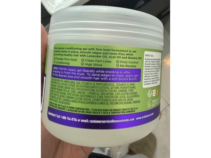 ORS Olive Oil Braidzone Edge & Braiding Gel, Lavender Oil, Acai Oil & Batana Oil, 8 oz/227 g