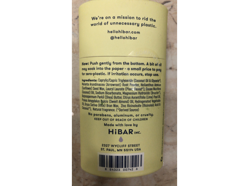 HiBAR Deodorant, Lavender + Jasmine, 2.25 oz/64 g