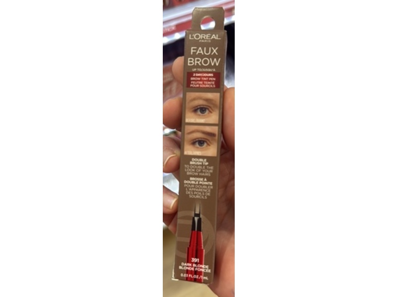 L'Oreal Paris Faux Brow, Brow Tint Pen, 391 Dark Blonde, 0.03 fl oz/1 mL