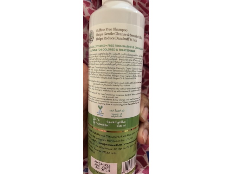 Mamaearth Shampoo, Tea Tree & Ginger Oil, 8.45 fl oz/250 mL