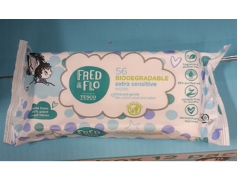 Tesco Fred & Flo Extra Sensitive Wipes, 56 Count