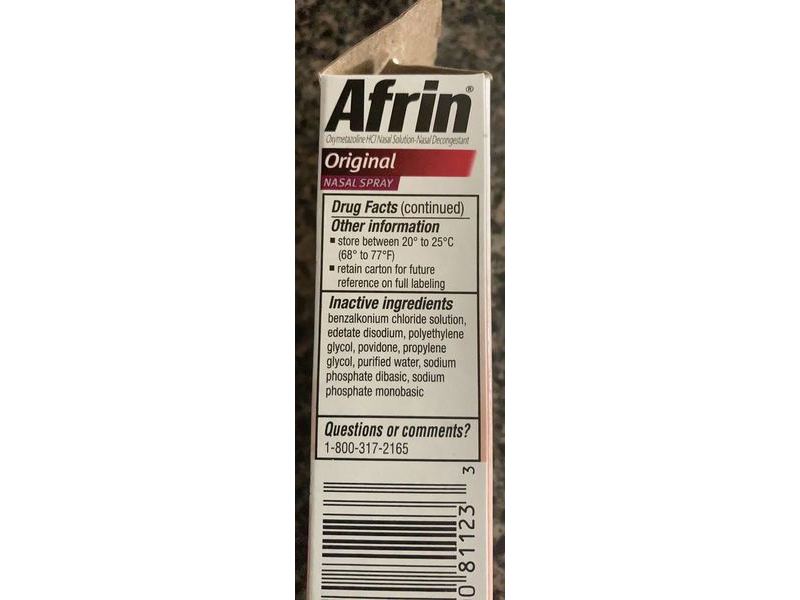 Afrin Nasal Spray, Original, Maximum Strength, 0.5 fl oz/15 ml, Pack Of 6