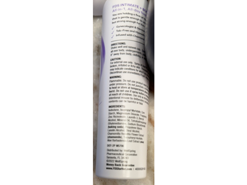 Fds Intimate Body Dry Deodorant Spray, Baby Powder, 2 oz/56 g, Pack Of 3